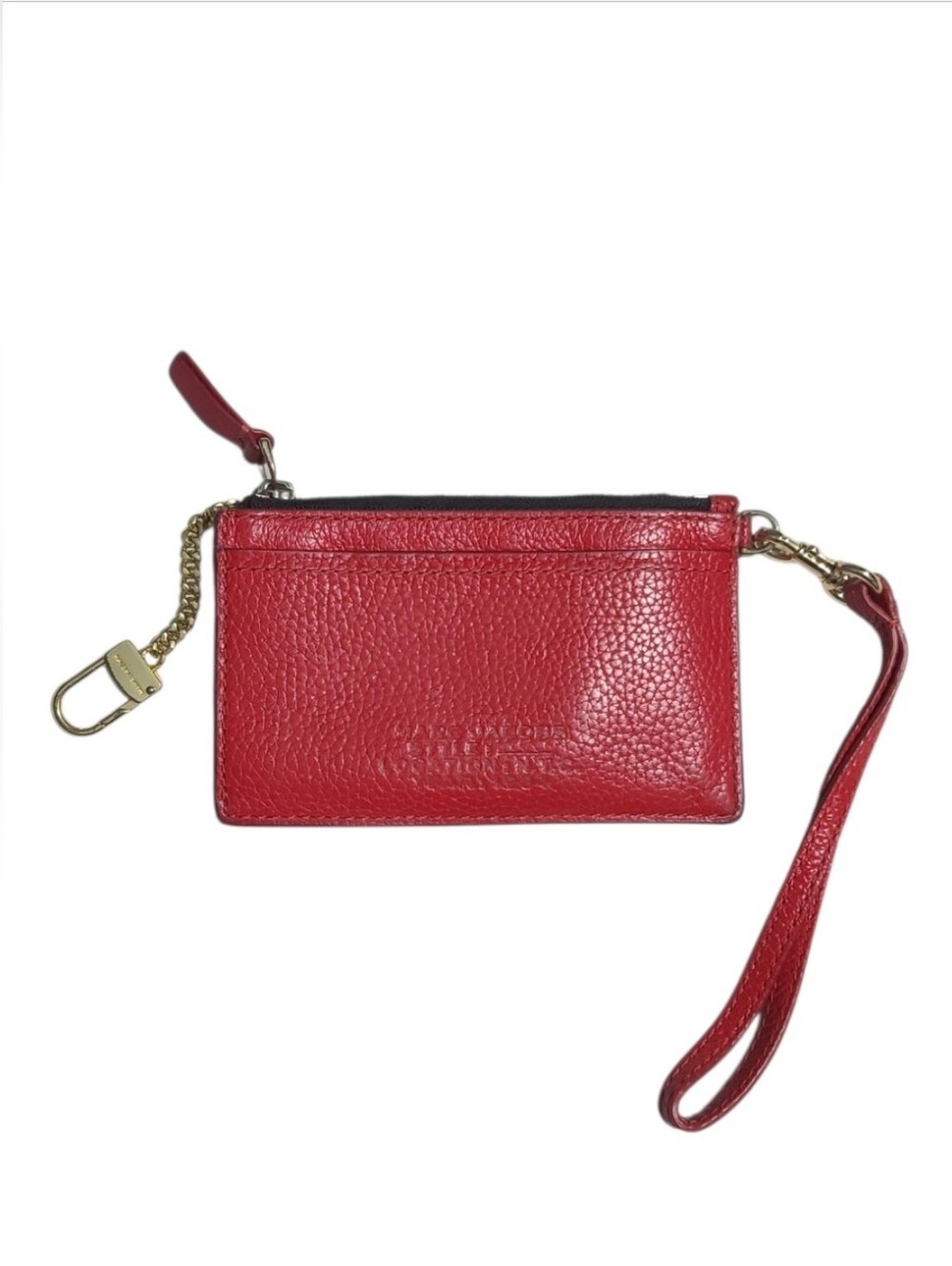 Marc Jacobs True Red The Leather Top Zip Wristlet Wallet Card Case Pouch